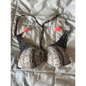 Victoria's Secret Women's Sz 34DD Bikini Top Swimwear Pink Black W/Gold Flecks